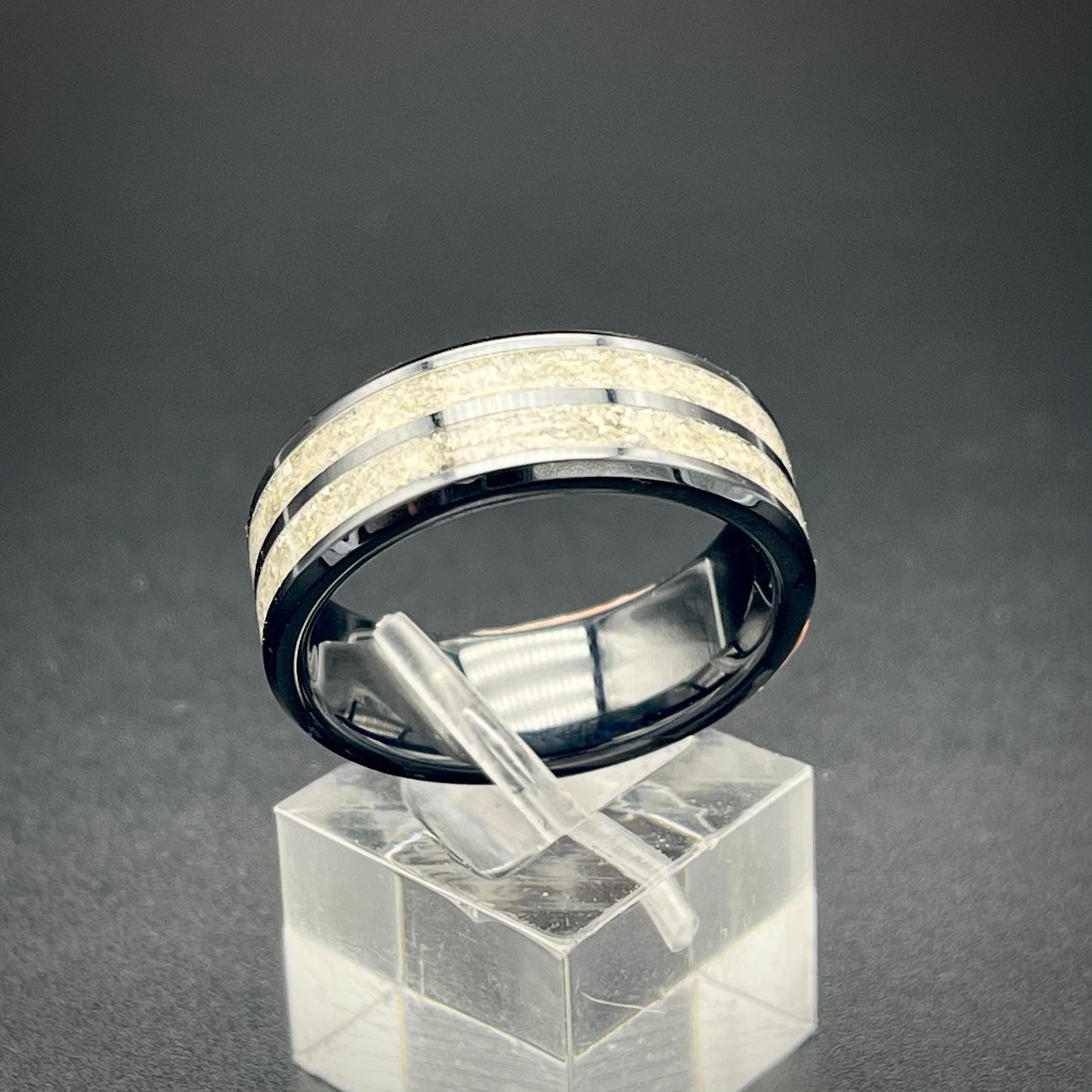 8mm Double Accent Black Cremation Ring